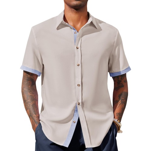 amazon men's short sleeve dress shirts Amazon.com: ROUWELL Black Mens Linen Shirt Casual Untucked Short Sleeve Button Down Shirts Lightweight Beach Tops Summer S : Clothing, Shoes & Jewelry